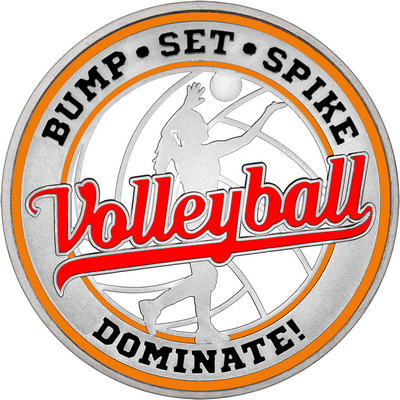 Red "Volleyball" with Orange Outer Circular Borders